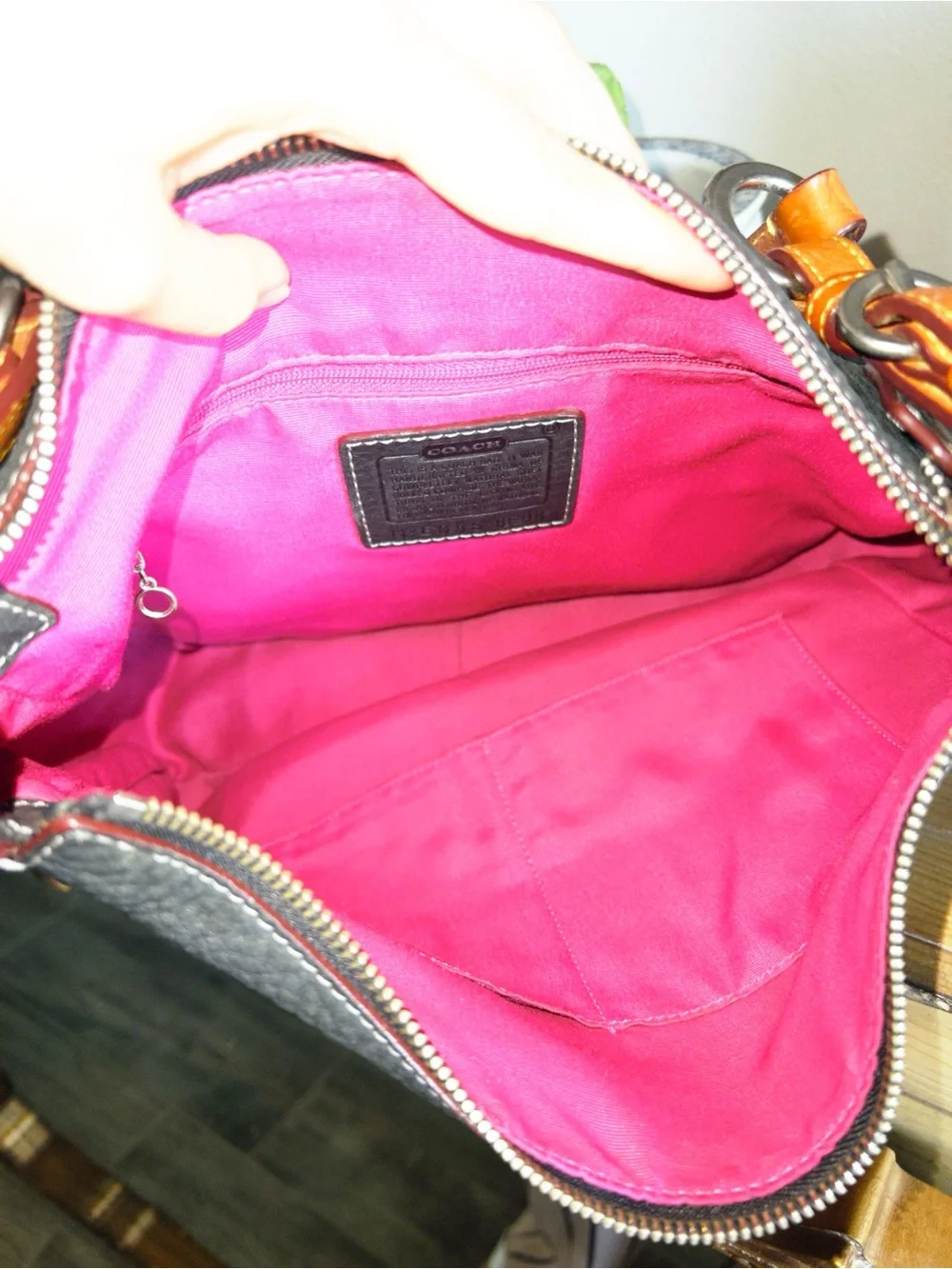 Vintage Coach Black Leather Hobo Shoulder Bag